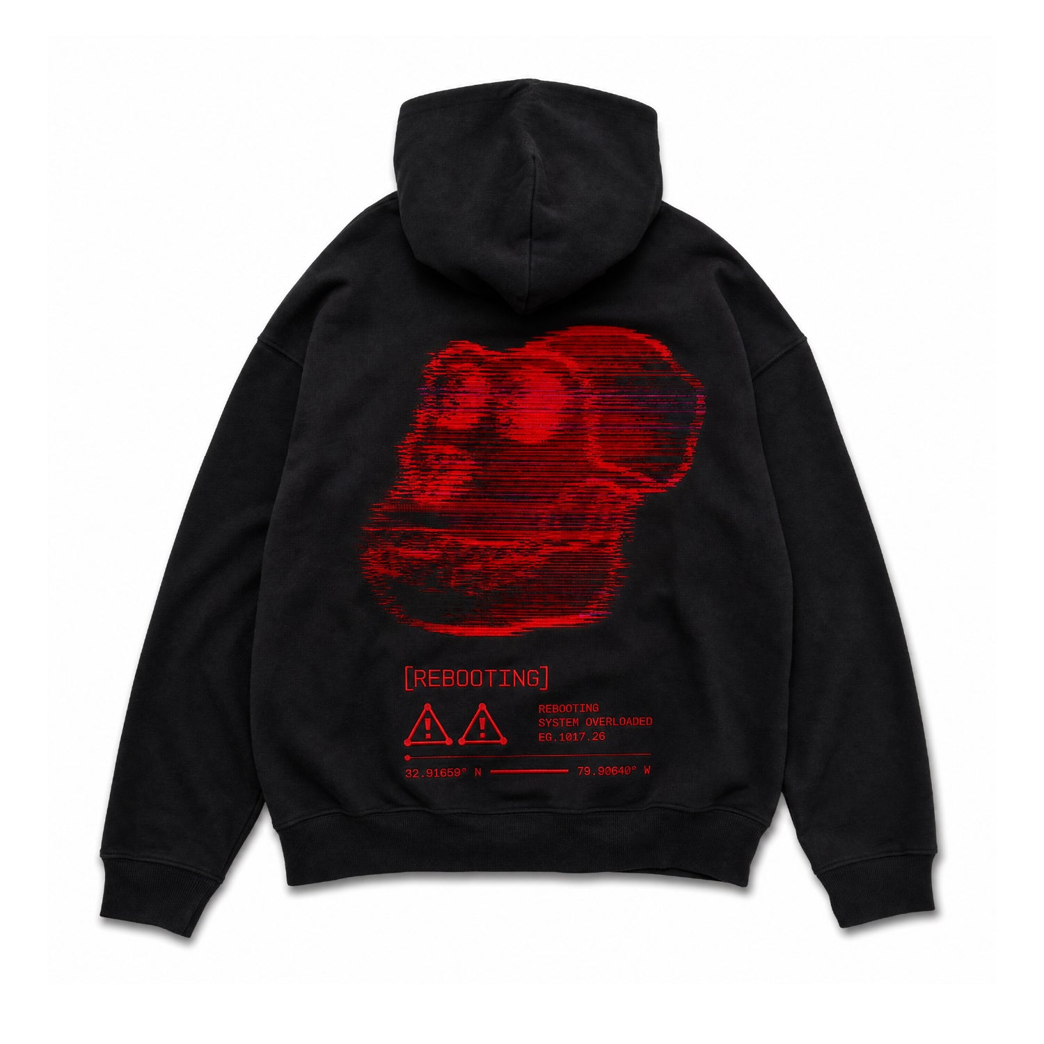 Oversized Glitch Skull Hoodie