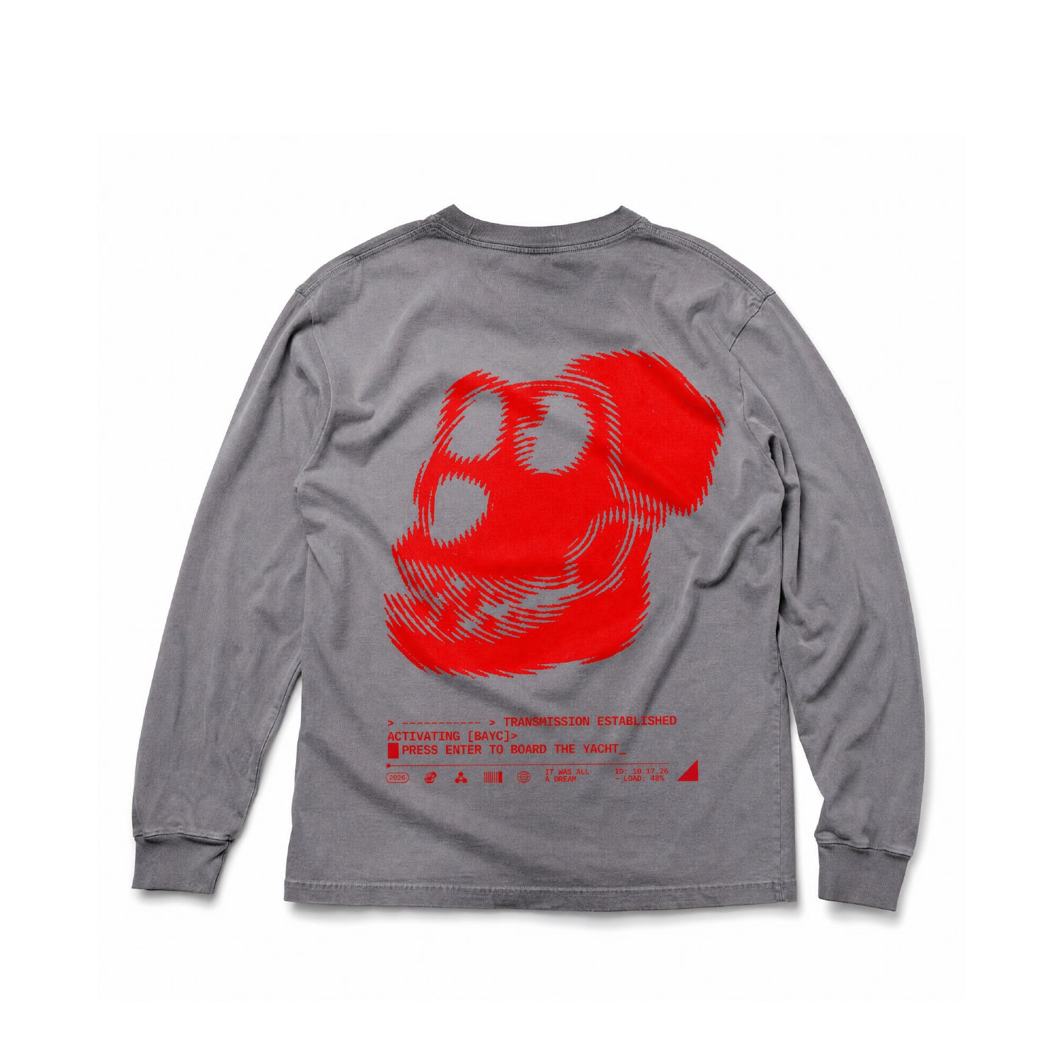 Charcoal Oil Wash Long Sleeve Skull Tee
