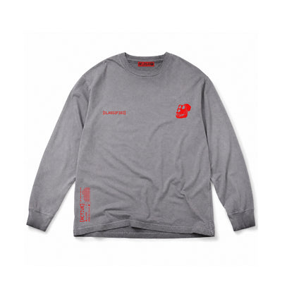 Charcoal Oil Wash Long Sleeve Skull Tee