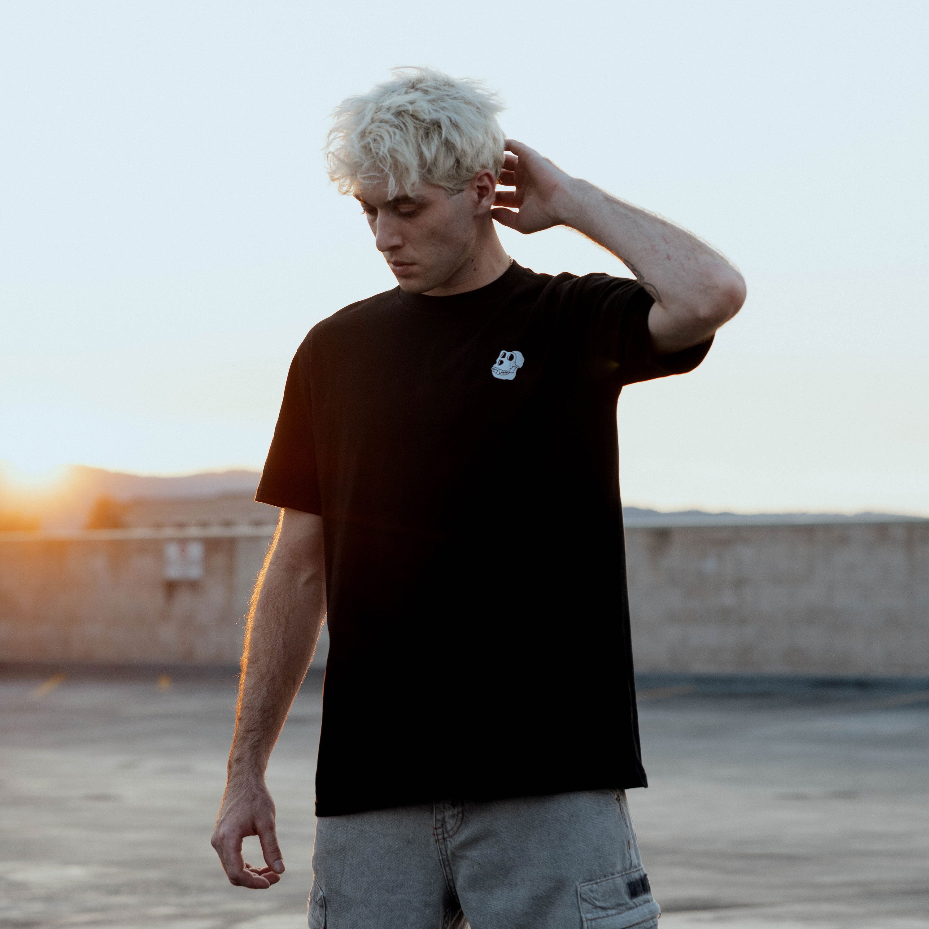 Distressed BAYC Skull Logo Tee